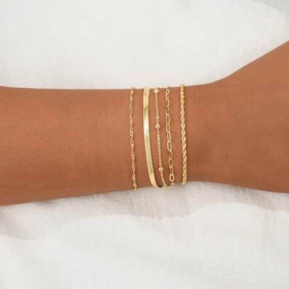 Adjustable Gold Plated Bracelet Minimalist Dainty Everyday Elegant Women's - Picture 5 of 8